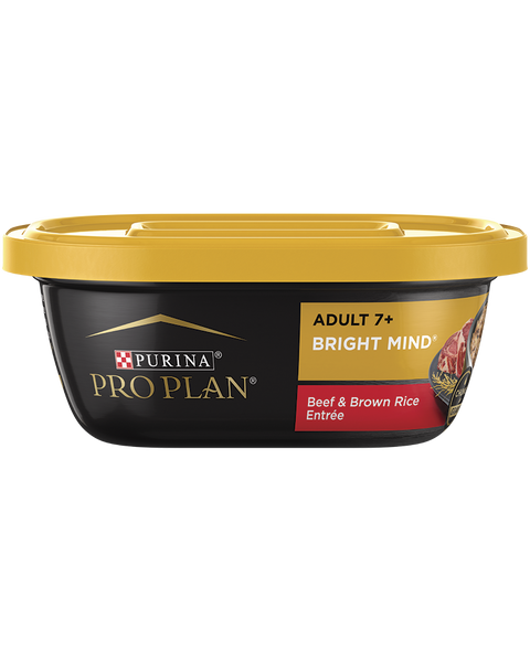 Purina Pro Plan BRIGHT MIND Adult 7+ Beef & Brown Rice Entrée Wet Dog Food — 10-oz, case of 8