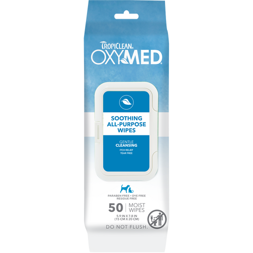 TropiClean Oxy Med Soothing Relief Wipes — manufacturer recipe-family image; package size may differ