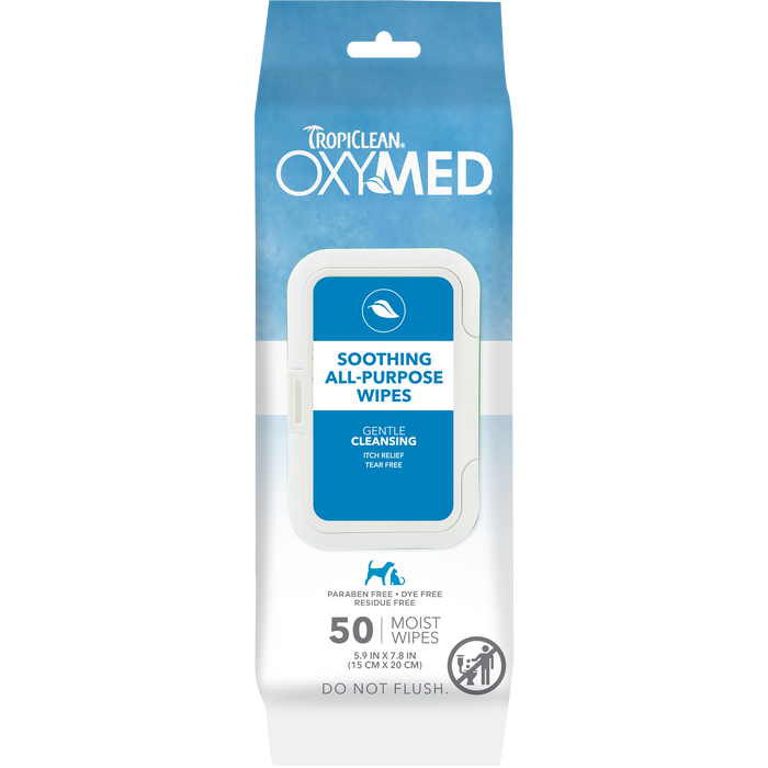 TropiClean Oxy Med Soothing Relief Wipes — manufacturer recipe-family image; package size may differ