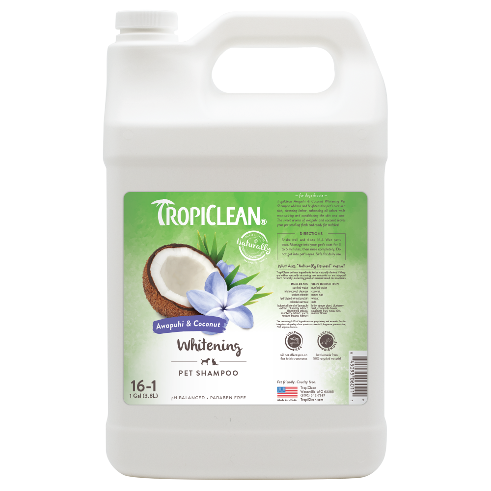 TropiClean Awapuhi & Coconut Whitening Shampoo for Pets, 1 gal — 1 gal retail package