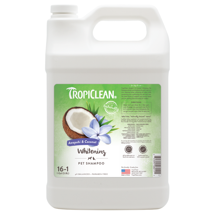 TropiClean Awapuhi & Coconut Whitening Shampoo for Pets, 1 gal — 1 gal retail package