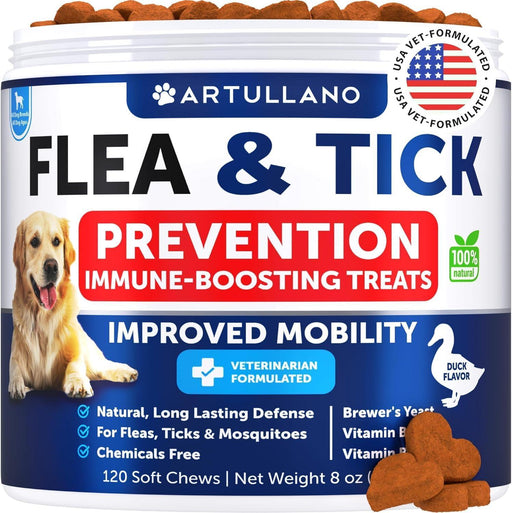 Artullano Flea & Tick Soft Chews for Dogs, Duck Flavor, 120 Count