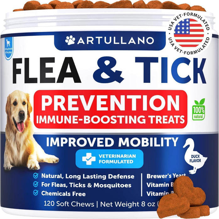 Artullano Flea & Tick Soft Chews for Dogs, Duck Flavor, 120 Count