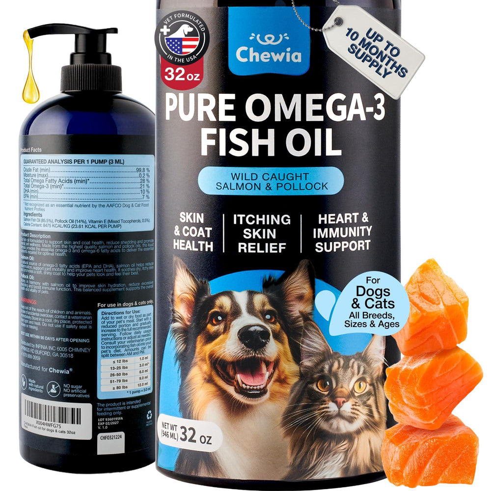 Chewia Pure Omega-3 Fish Oil for Dogs & Cats, Salmon & Pollock, 32 oz