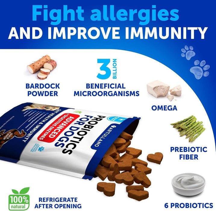 Artullano Advanced Probiotics for Dogs, Duck Flavor, 70 Soft Chews