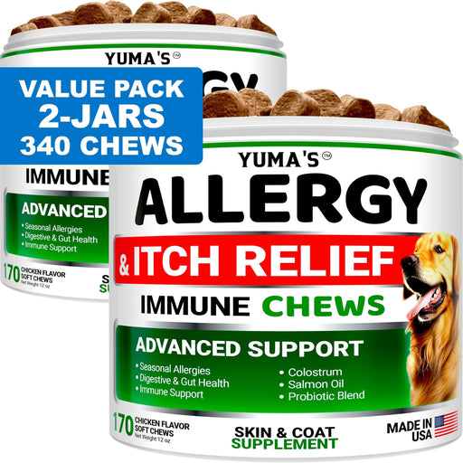 YUMA'S Allergy & Itch Relief Soft Chews for Dogs, Chicken Flavor, 2-Pack, 340 Count