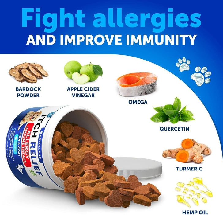 Artullano Skin & Coat Support Soft Chews for Dogs, Duck Flavor, 120 Count