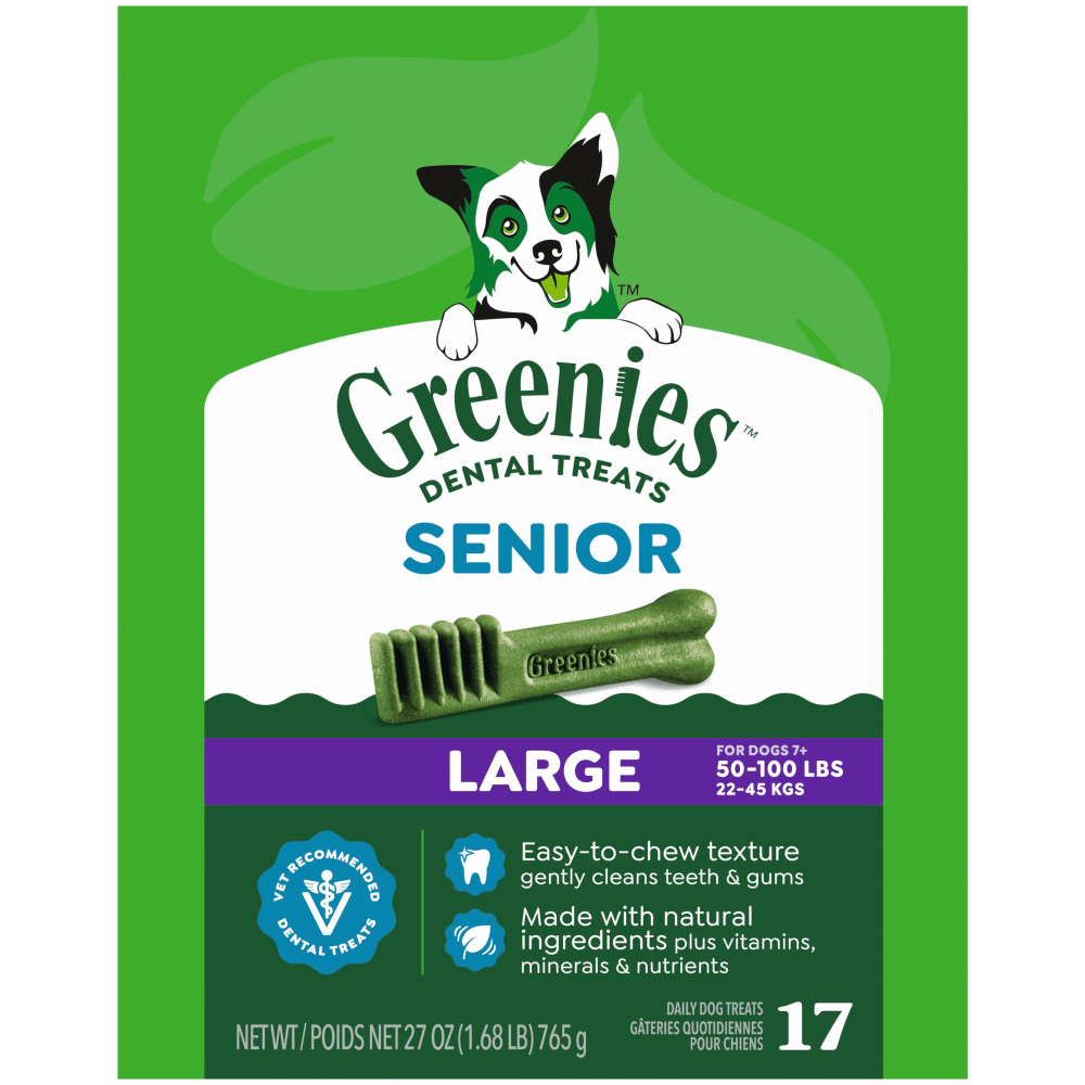Greenies Senior Large dental dog treats, 27-oz package with 17 chews