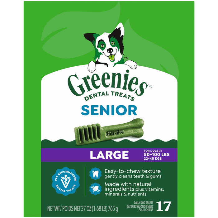 Greenies Senior Large dental dog treats, 27-oz package with 17 chews