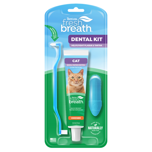 TropiClean Fresh Breath Odor & Tartar Control Dental Kit for Cats — One retail package retail package