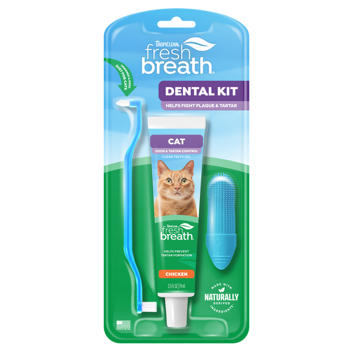 TropiClean Fresh Breath Odor & Tartar Control Dental Kit for Cats — One retail package retail package