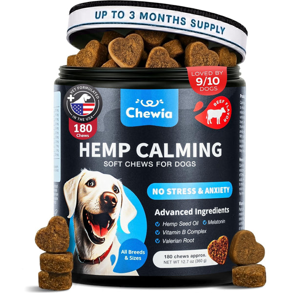 Chewia Hemp Calming Soft Chews for Dogs, Beef Flavor, 180 Count