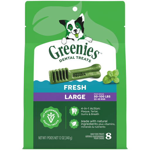 Greenies Fresh Mint Dental Dog Treats Large — manufacturer recipe-family image; package size may differ