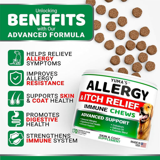YUMA'S Allergy & Itch Relief Soft Chews for Dogs, Chicken Flavor, 2-Pack, 340 Count