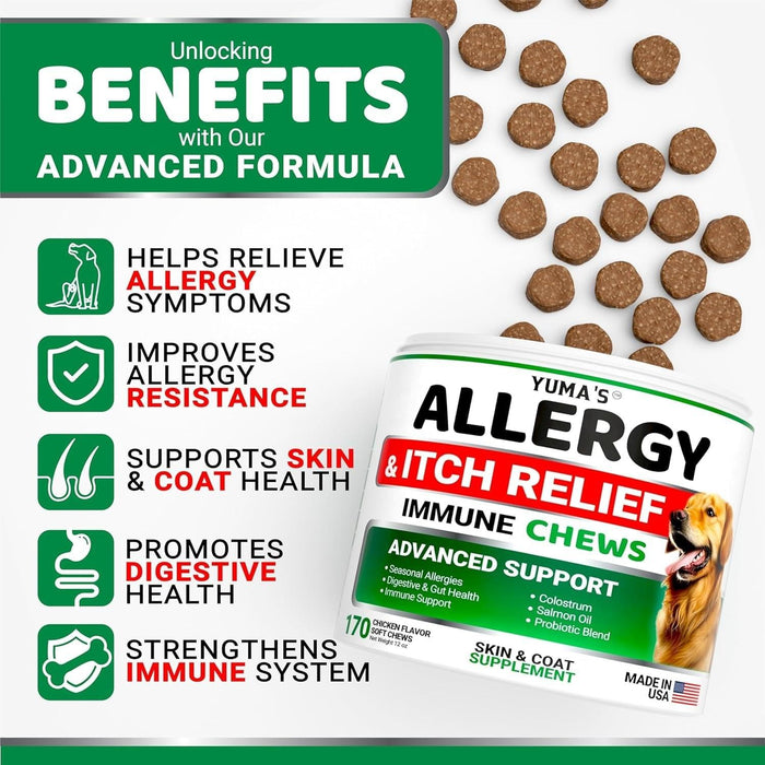 YUMA'S Allergy & Itch Relief Soft Chews for Dogs, Chicken Flavor, 2-Pack, 340 Count