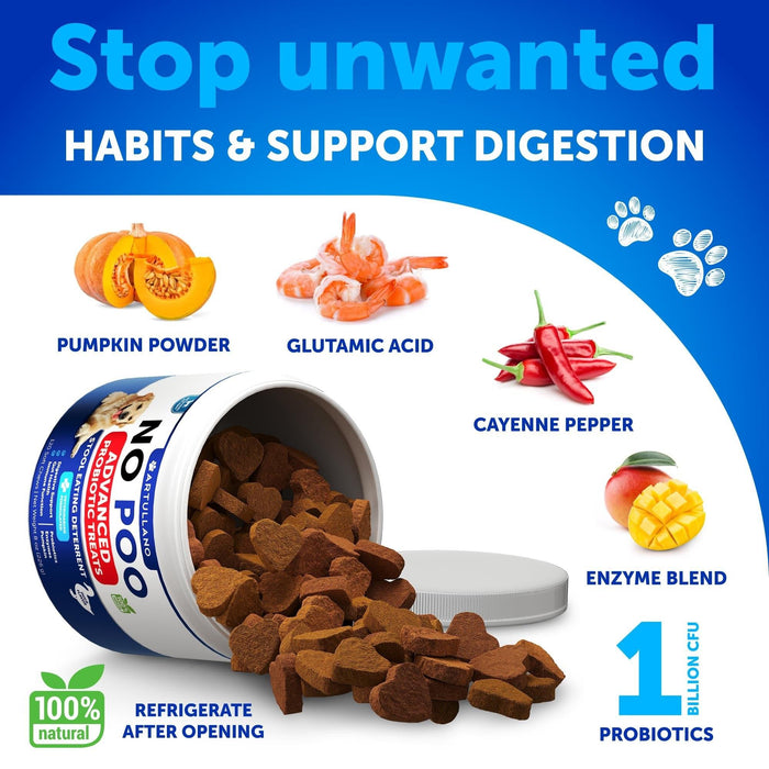 Artullano No Poo Probiotic Soft Chews for Dogs, Peking Duck, 120 Count