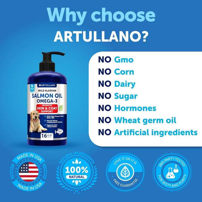 Artullano Wild Alaskan Salmon Oil for Dogs, 16 fl oz