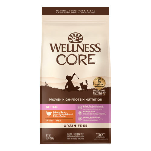 Wellness CORE  Kitten Deboned Turkey, Turkey Meal & Deboned Chicken Grain Free — 5-lb bag; 5-lb bag (one bag)