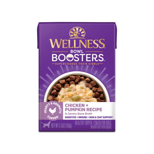 Wellness Bowl Boosters Hearty Toppers Chicken & Pumpkin Recipe in Savory Bone Broth — 5.5-oz, case of 12; Case of 12 × 5.5-oz containers