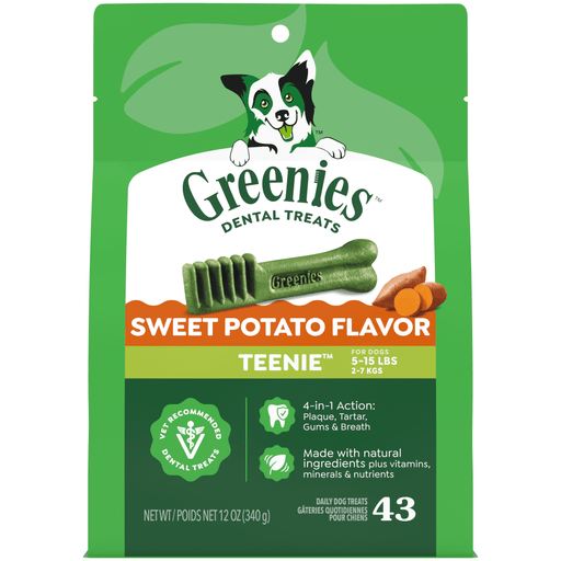 Greenies Sweet Potato Dental Bone Dog Treat Teenie — manufacturer recipe-family image; package size may differ