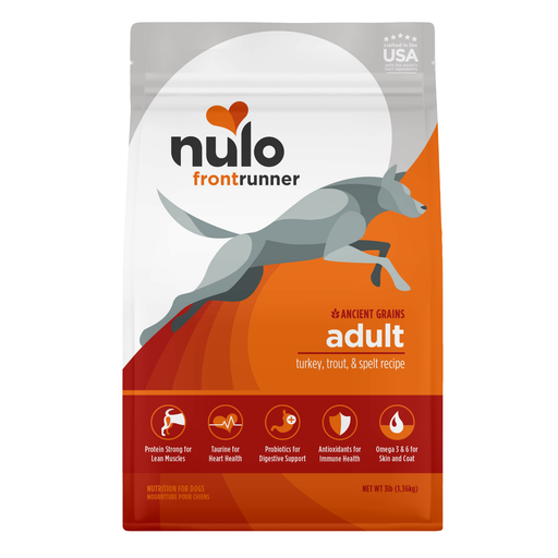 Nulo Frontrunner Ancient Grains Turkey, Trout & Spelt Recipe for Dogs - 3 lb bag - front package