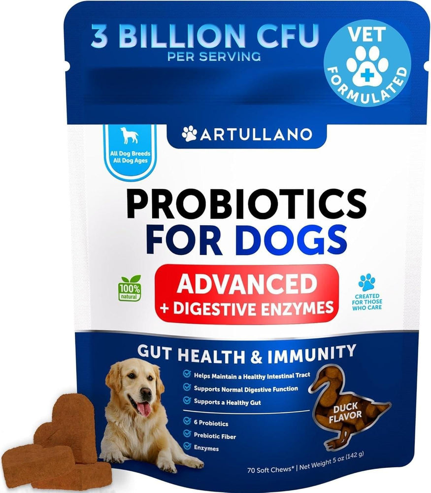 Artullano Advanced Probiotics for Dogs, Duck Flavor, 70 Soft Chews