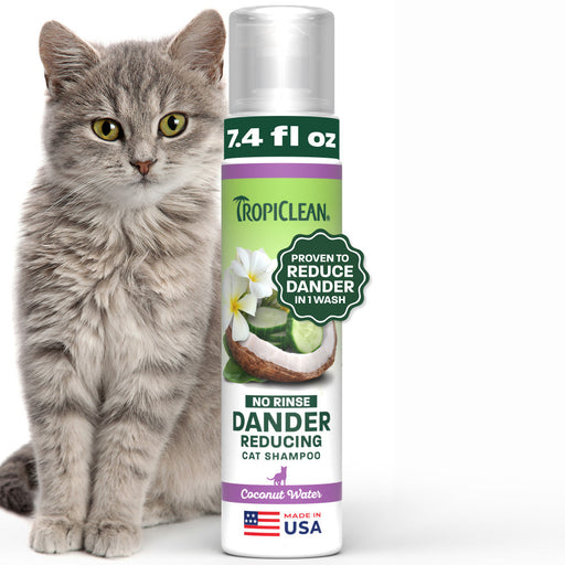 TropiClean Dander Reducing No Rinse Cat Shampoo, 7.4oz — 7.4oz retail package
