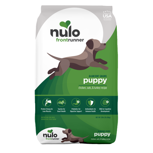 Nulo Frontrunner Puppy Ancient Grains Chicken, Oats & Turkey Recipe for Dogs 23 lb - front package