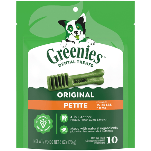 Greenies Mini Treat Pack Petite 6 oz — manufacturer recipe-family image; package size may differ