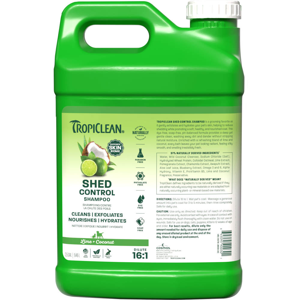 TropiClean Lime & Coconut Shed Control Shampoo for Pets, 2.5 gal — 2.5 gal retail package