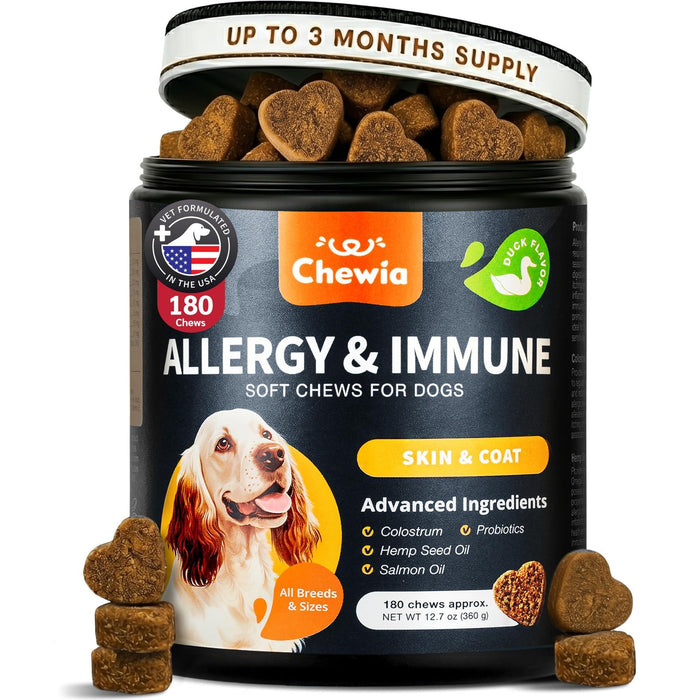 Chewia Allergy & Immune Soft Chews for Dogs, Duck Flavor, 180 Count