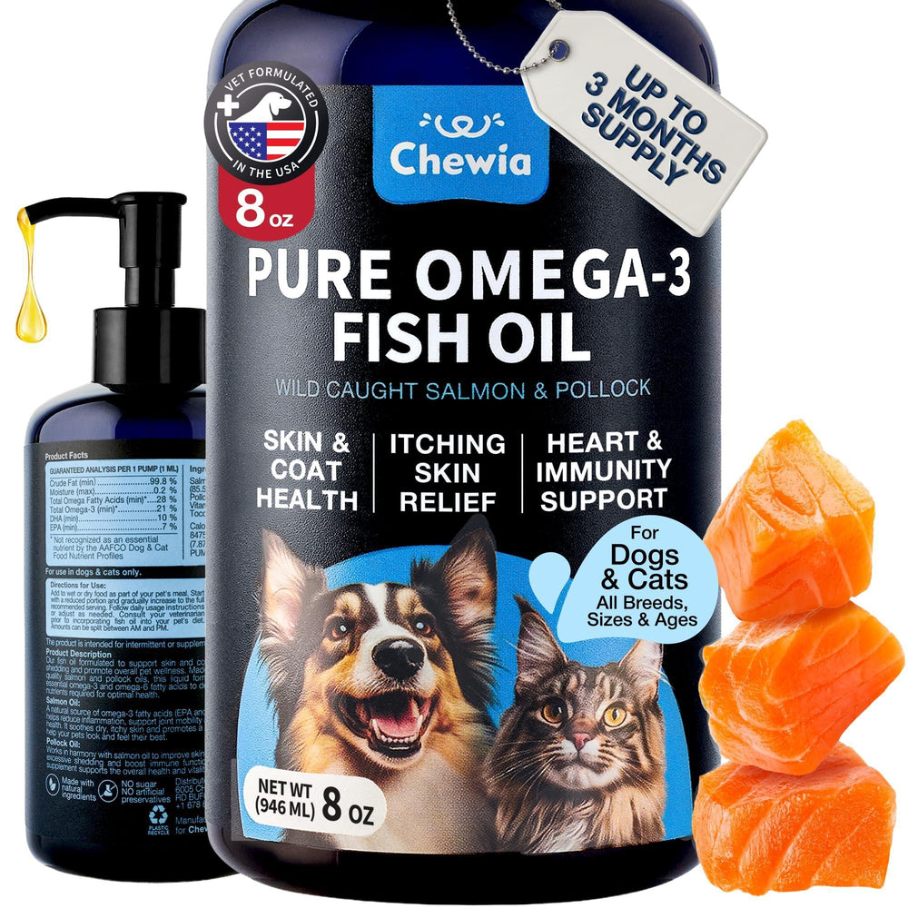 Chewia Pure Omega-3 Fish Oil for Dogs & Cats, Salmon & Pollock, 8 oz