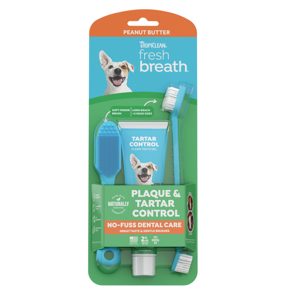 TropiClean Fresh Breath Peanut Butter Plaque & Tartar Control Brushing Kit, 2oz — 2oz retail package