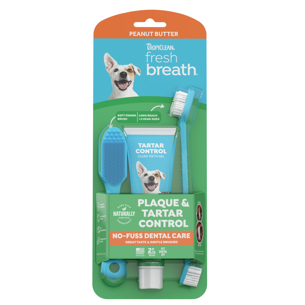 TropiClean Fresh Breath Peanut Butter Plaque & Tartar Control Brushing Kit, 2oz — 2oz retail package