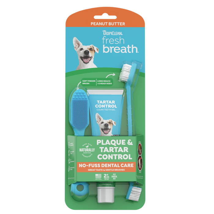 TropiClean Fresh Breath Peanut Butter Plaque & Tartar Control Brushing Kit, 2oz — 2oz retail package