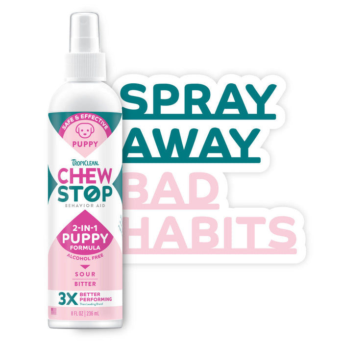 TropiClean Chew Stop Behavior Aid Puppy Spray, 8oz — 8oz retail package