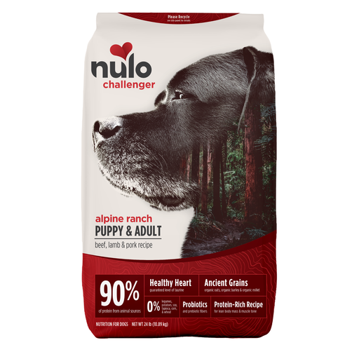 Nulo Challenger Organic Ancient Grains Beef, Lamb & Pork Recipe for Dogs - 24 lb bag - front package