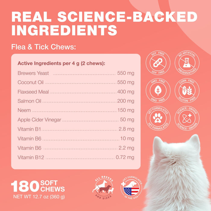 Chewia Flea & Tick Soft Chews for Dogs, Duck Flavor, 180 Count