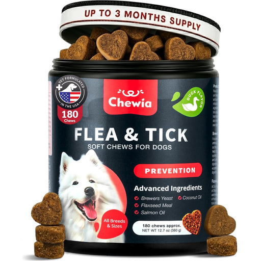 Chewia Flea & Tick Soft Chews for Dogs, Duck Flavor, 180 Count