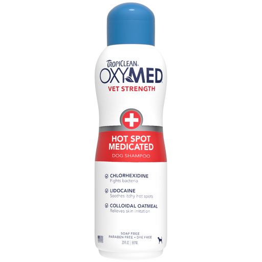 TropiClean OxyMed Vet Strength Hot Spot Medicated Dog Shampoo, 20oz — 20oz retail package