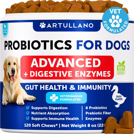 Artullano Advanced Probiotics for Dogs, Duck Flavor, 120 Soft Chews