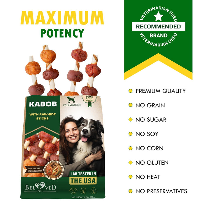 Beloved Pets Chicken & Duck Rawhide Kabob Dog Chews, 10.6 oz