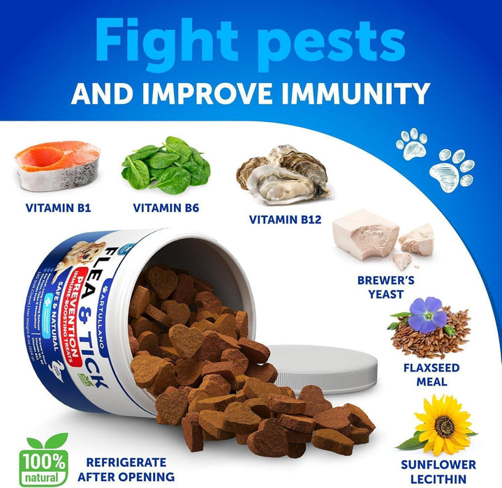 Artullano Flea & Tick Soft Chews for Dogs, Duck Flavor, 2-Pack, 240 Total