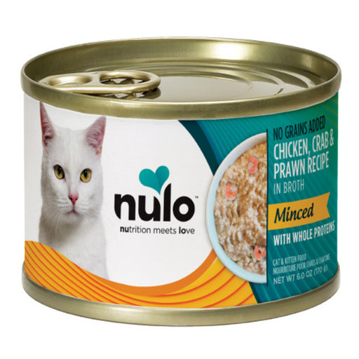Nulo Minced with Whole Proteins Chicken, Crab & Prawn Recipe for Cats 6 oz can, sold as case of 8