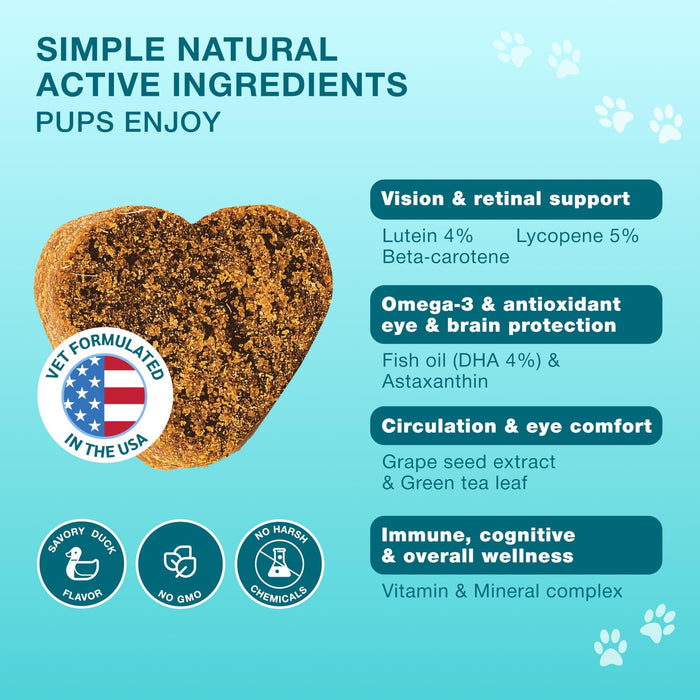 Kinpur Eye Support Soft Chews for Dogs, Duck, 120 Count