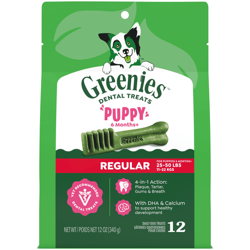 Greenies Dental Treats Puppy Regular — manufacturer recipe-family image; package size may differ