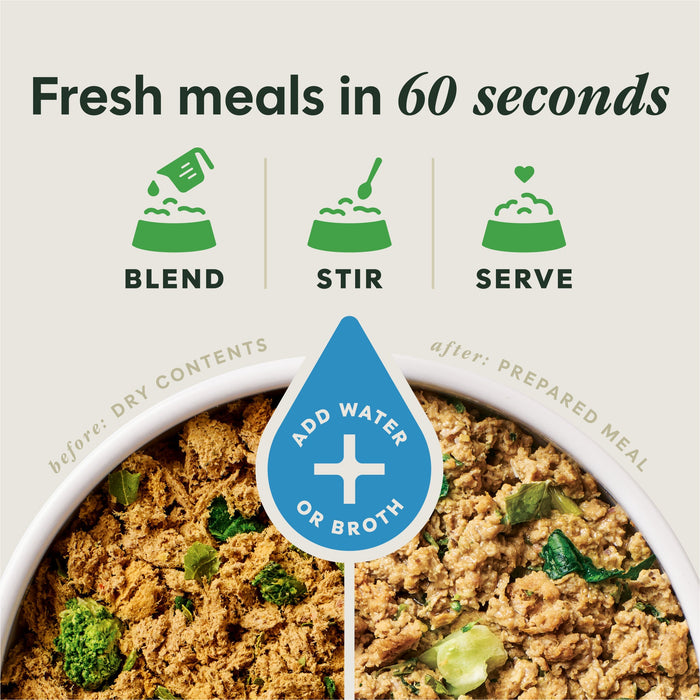 Instinct FreshDried Meal Blends Chicken & SuperGreens Blend dog  product benefits and recipe information