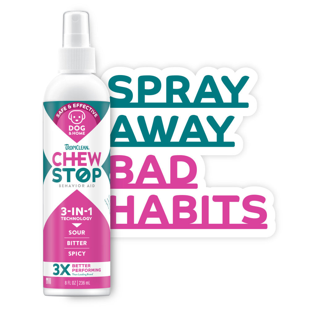 TropiClean Chew Stop Behavior Aid Dog & Home Spray, 8oz — 8oz retail package