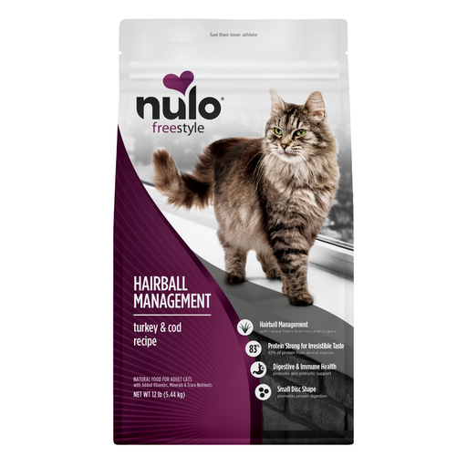 Nulo FreeStyle Hairball Management Turkey & Cod Recipe for Cats - 12 lb bag - front package