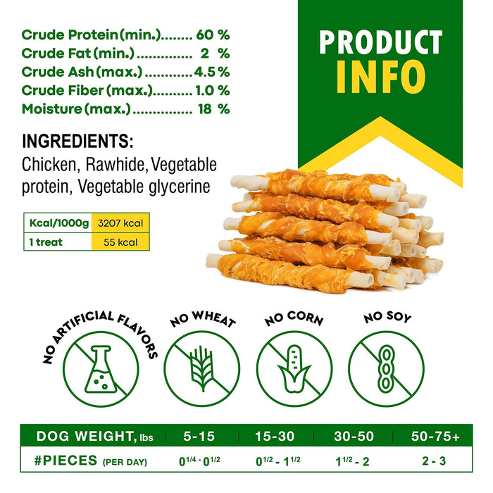 Beloved Pets Chicken-Wrapped Rawhide Dog Chew Sticks, 10.6 oz